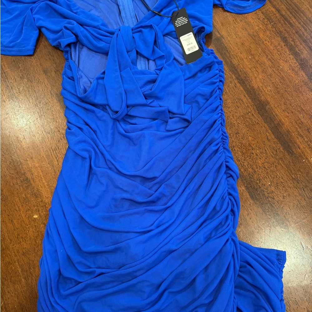 Fashion Nova Vibrant Blue Backless Dress
